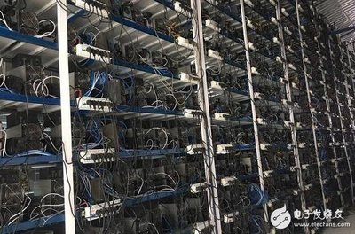 A sprawling, high-capacity mining farm with rows of cryptocurrency mining machines operating